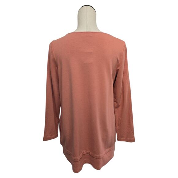NWT J. Jill Pure Jill Harmony Rib-Trimmed Tunic Womens Sz Medium Petite Red Clay - Picture 2 of 10
